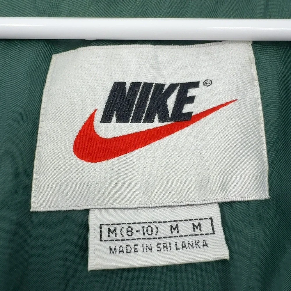 Vintage Nike Windbreaker Jacket Womens M Green Nylon Piping Full Zip Sportswear